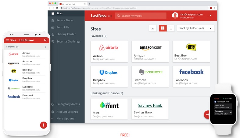 Interfaz gráfica de LastPass (el administrador de contraseñas más recomendado)